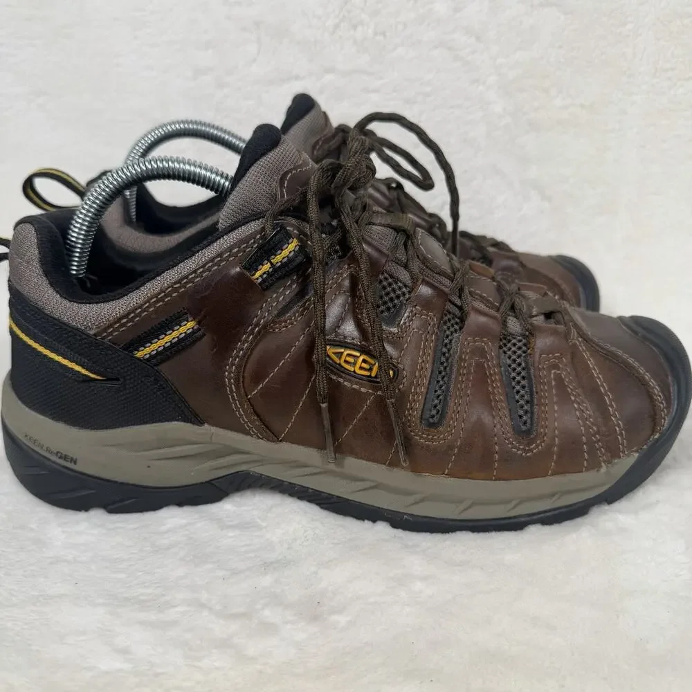 KEEN Flint Utility Work Shoes Men’s 9D Brown Leather Soft Toe ASTM F2892 EH